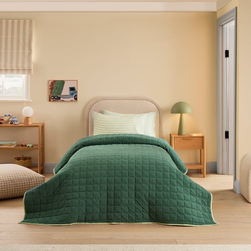 Diggers Work Zone Green Decorative Coverlet