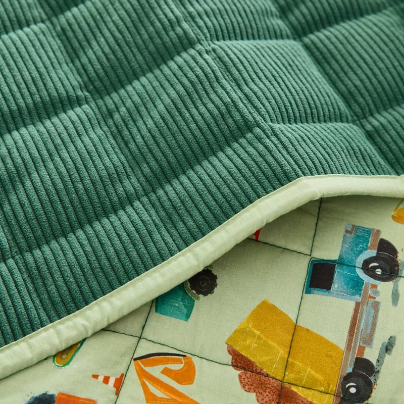 Diggers Work Zone Green Decorative Coverlet