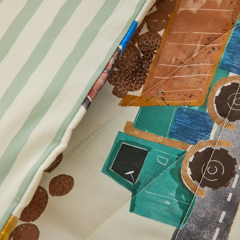 Diggers Work Zone Green Quilted Quilt Cover Set