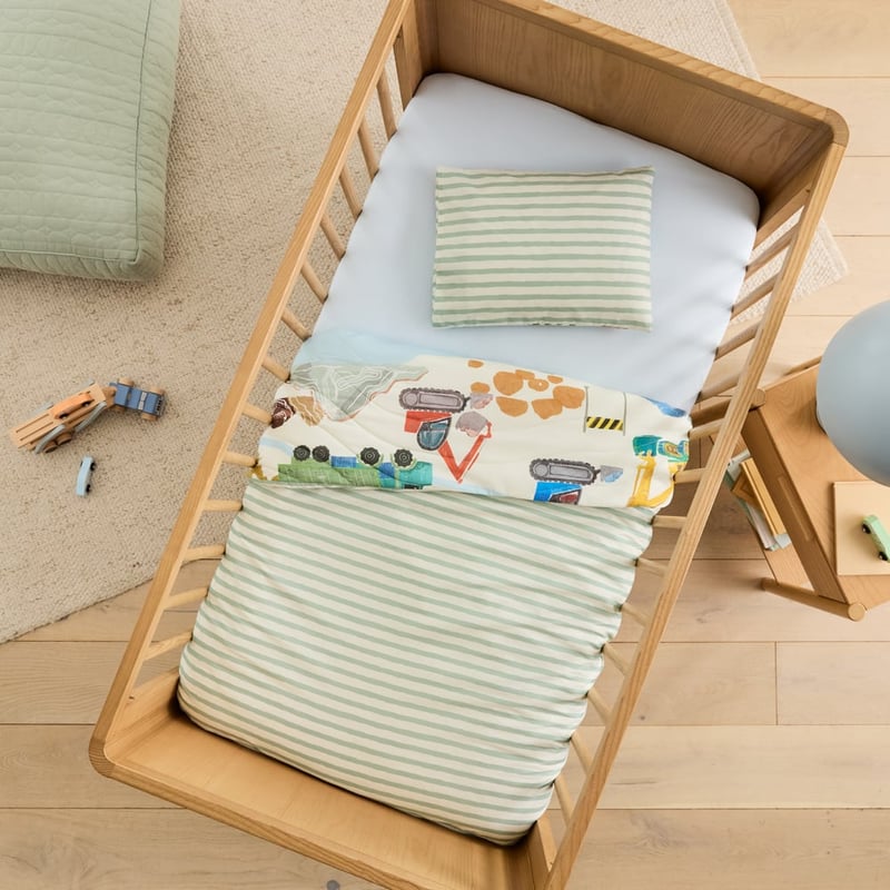 Diggers Work Zone Green Quilted Quilt Cover Set