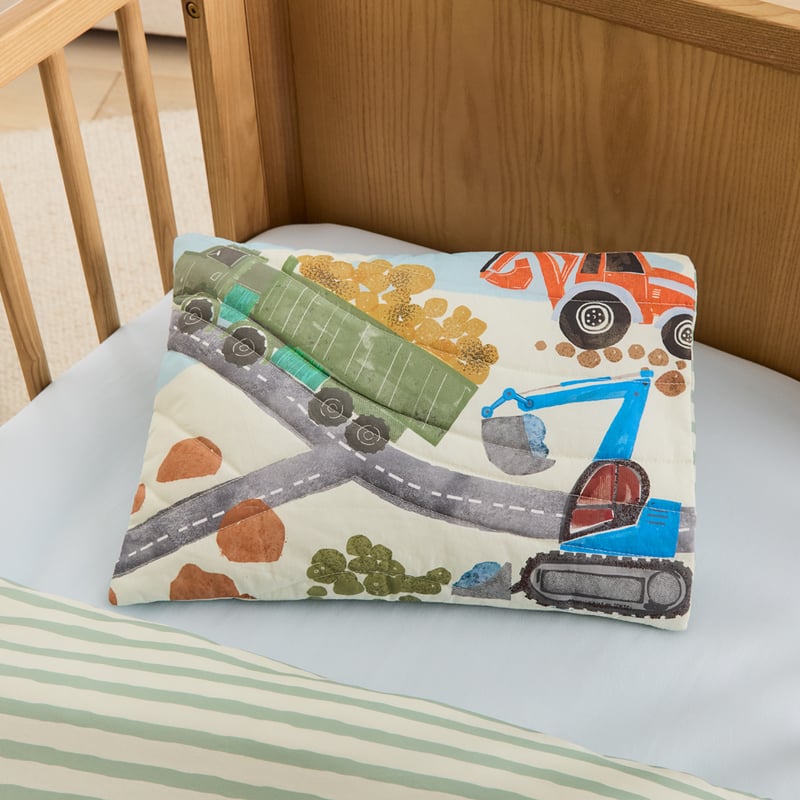 Diggers Work Zone Green Quilted Quilt Cover Set