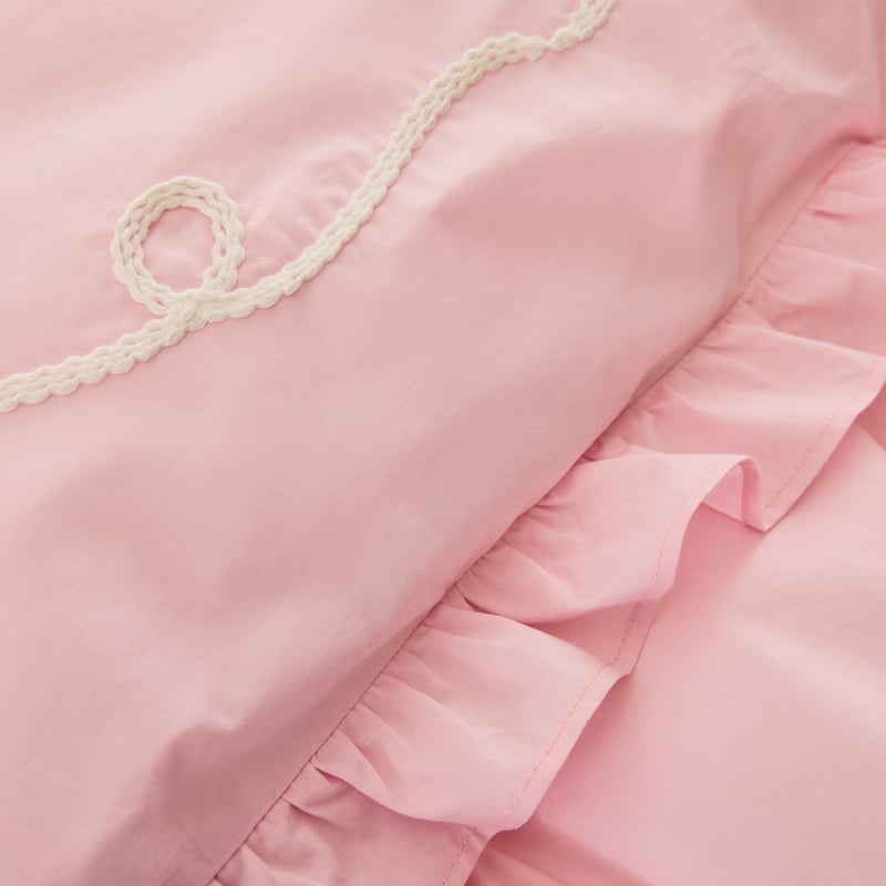 Becky Bow Ruffle Pink Quilt Cover Set