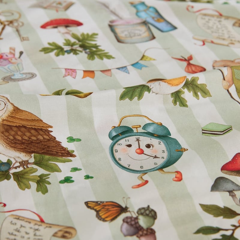 Fleur Harris Faraway Tree Sage Stripe Sheet Set