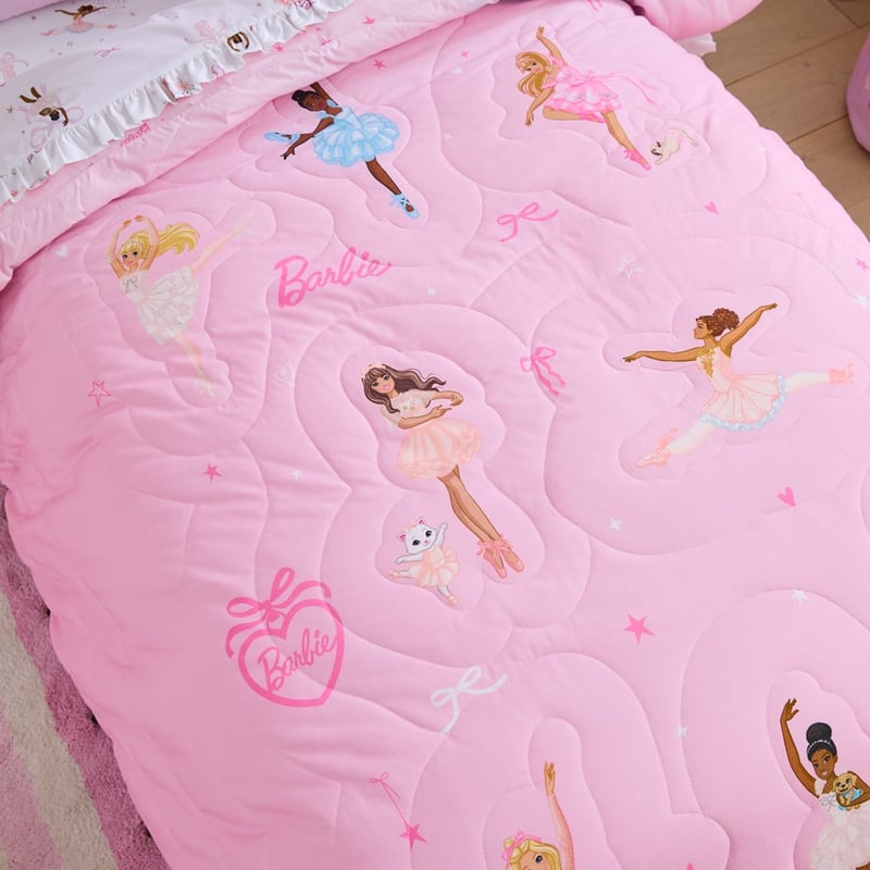 Mattel Barbie Pink Ballet Quilted Quilt Cover Set
