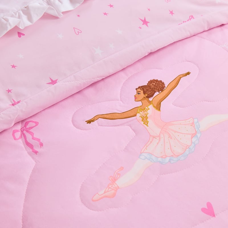 Mattel Barbie Pink Ballet Quilted Quilt Cover Set
