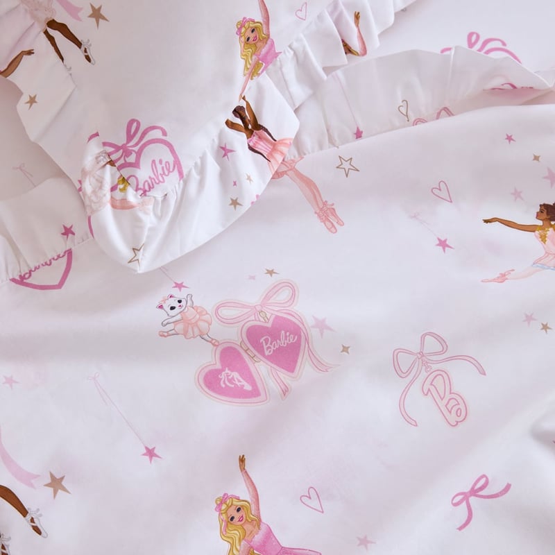 Mattel Barbie White Ballet Ruffle Sheet Set