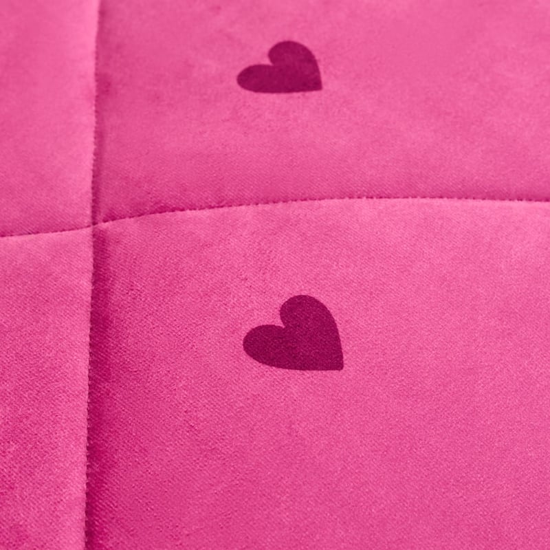 Velvet Pink Heart Quilted Quilt Cover Set