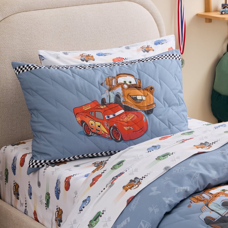 Disney Pixar Cars Blue Motorhead Quilted Quilt Cover Set