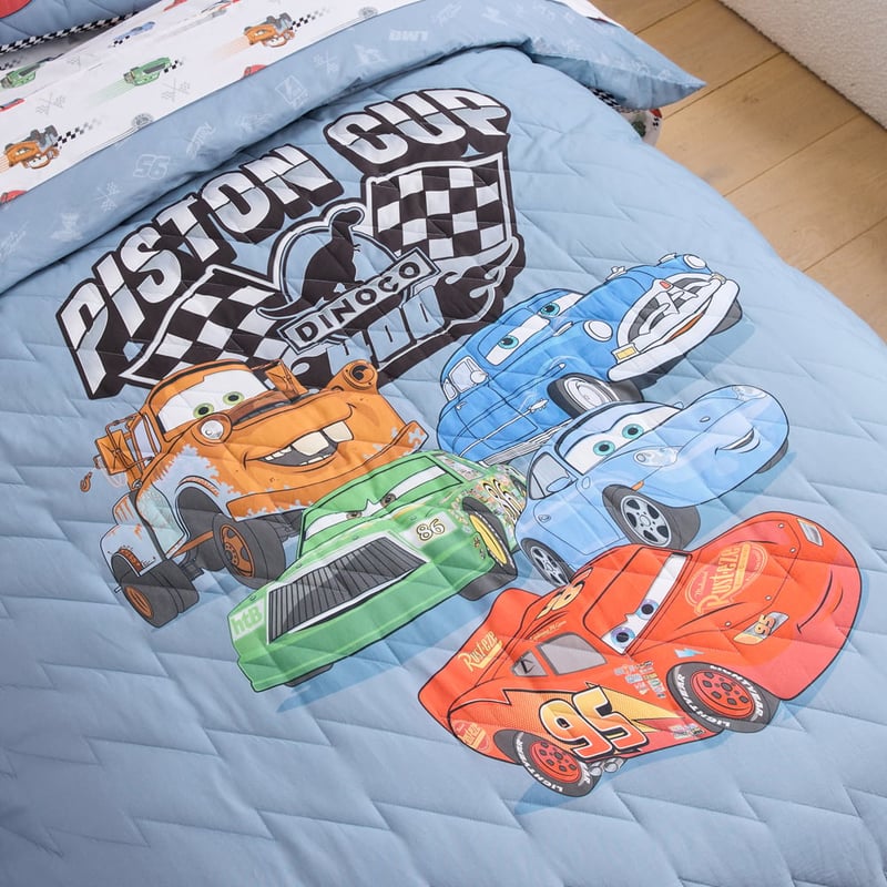 Disney Pixar Cars Blue Motorhead Quilted Quilt Cover Set