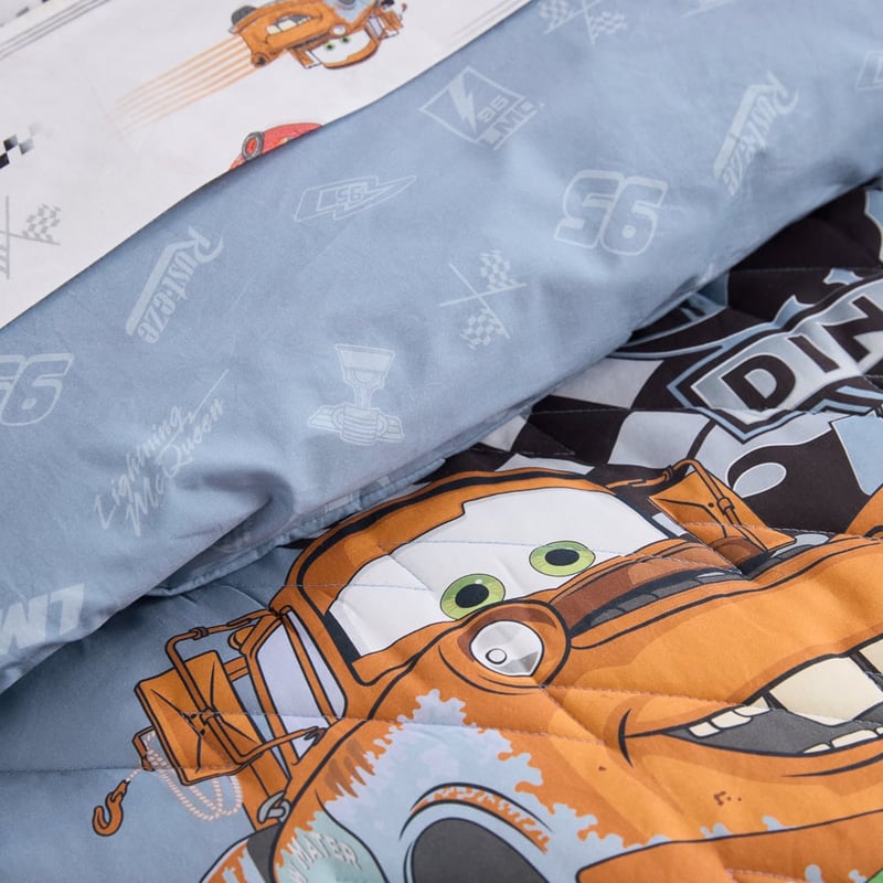 Disney Pixar Cars Blue Motorhead Quilted Quilt Cover Set