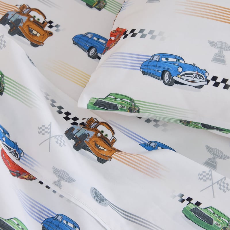 Disney Pixar Cars White Motorhead Sheet Set