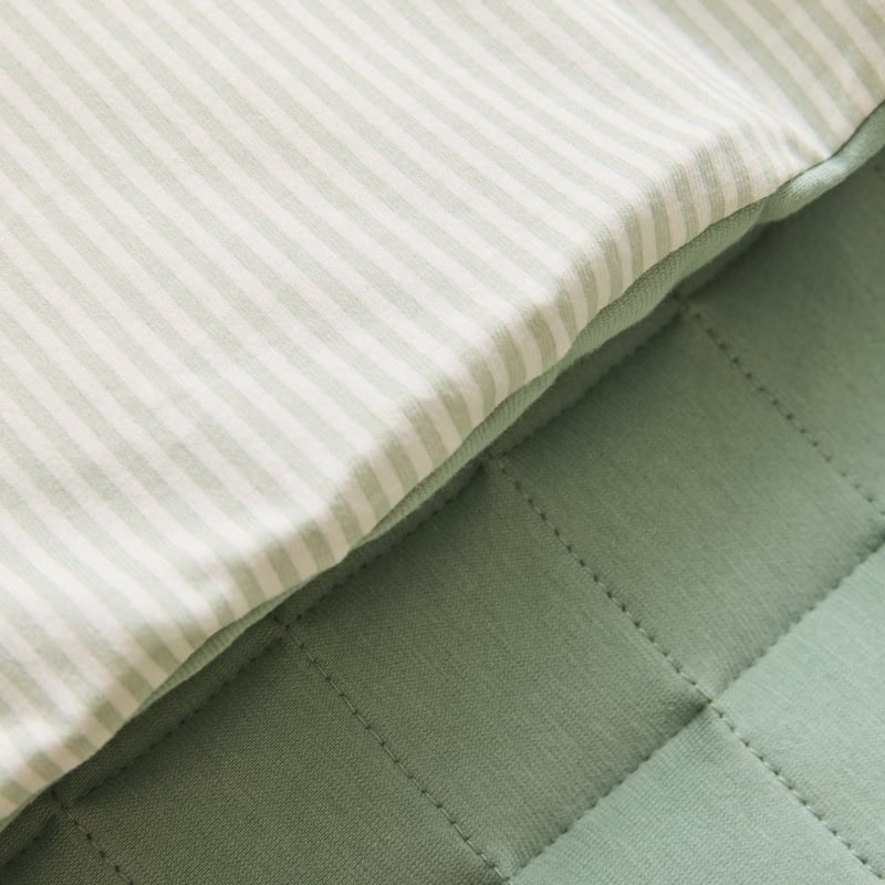 Jersey Green Stripe Cot Quilt Cover Set