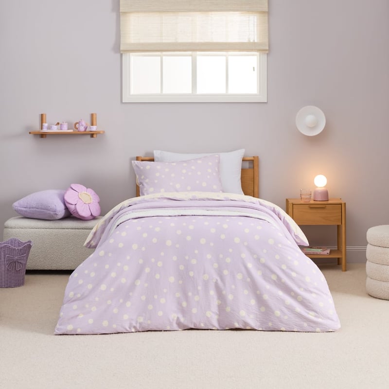 Stonewashed Sloane Lilac Spot Quilt Cover Set