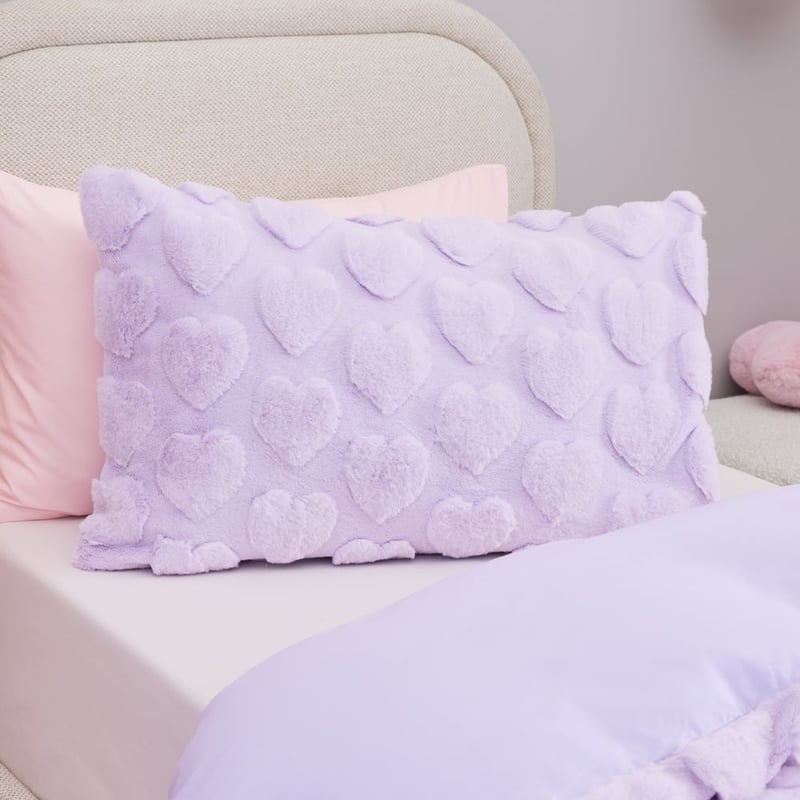 Kind Heart Lilac Recycled Faux Fur Quilt Cover Set