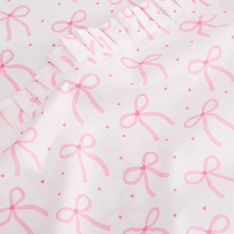 I Heart Bows White Ruffle Sheet Set 