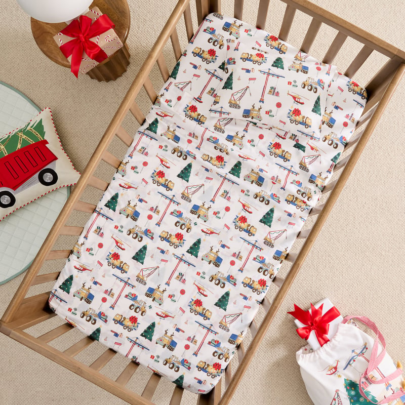 Digging Christmas Natural Cot Sheet Set