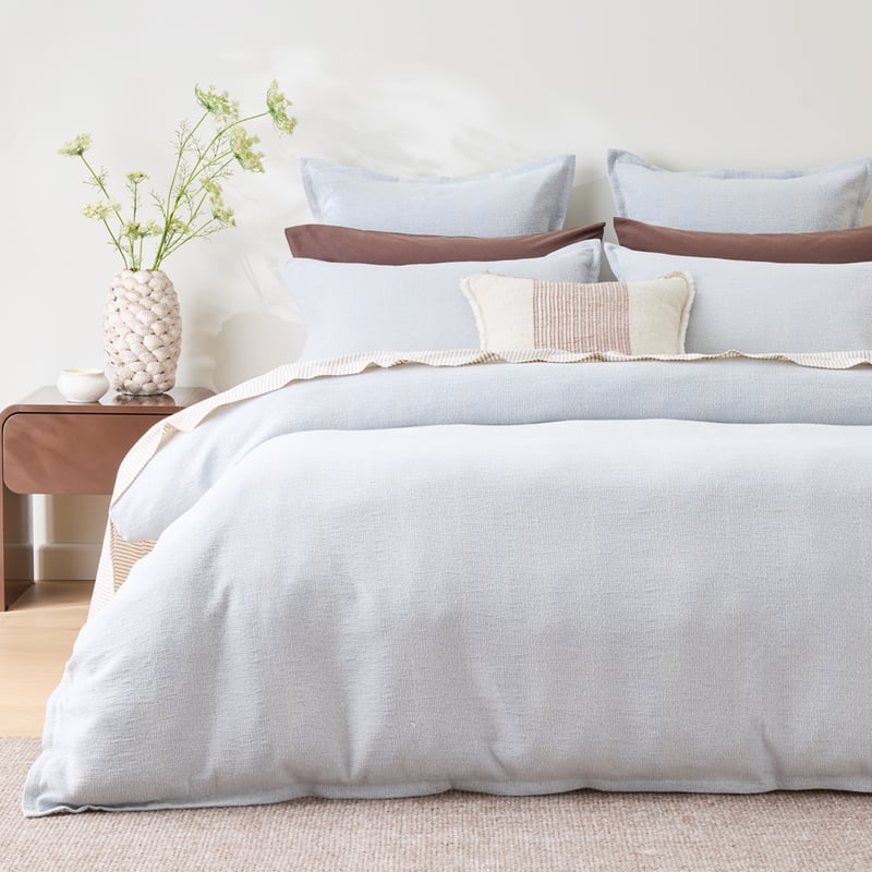 Jai Matelasse Dusty Blue Quilt Cover Set + Separates
