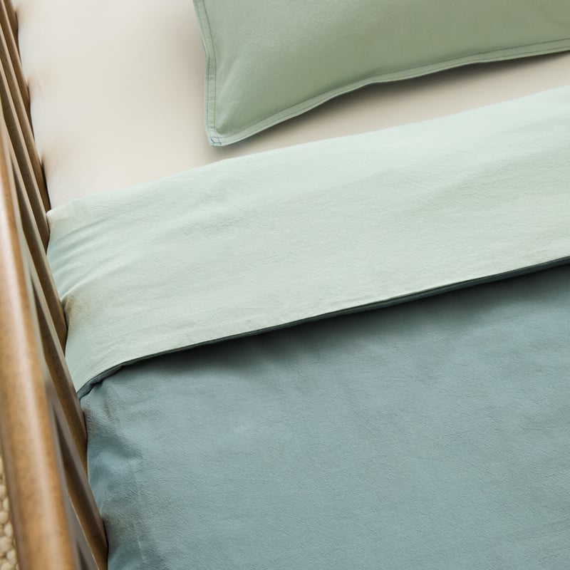 Stonewashed Cotton Sage & Forest Cot Quilt Cover Set