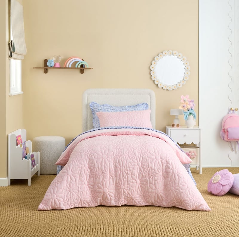 Daisy Pink Quilted Quilt Cover Set