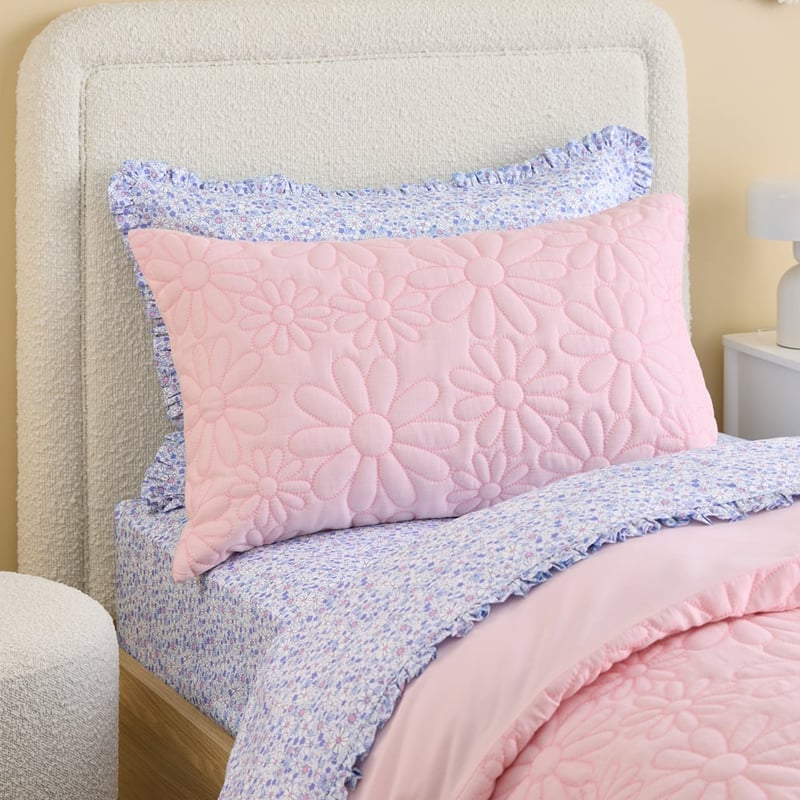 Daisy Pink Quilted Quilt Cover Set