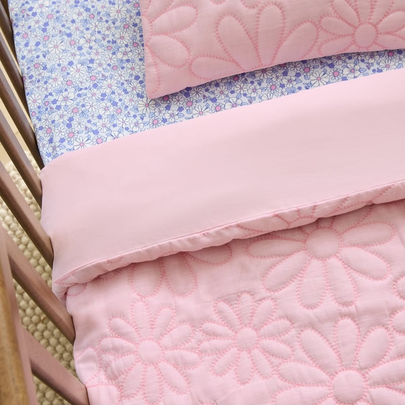 Daisy Pink Quilted Quilt Cover Set