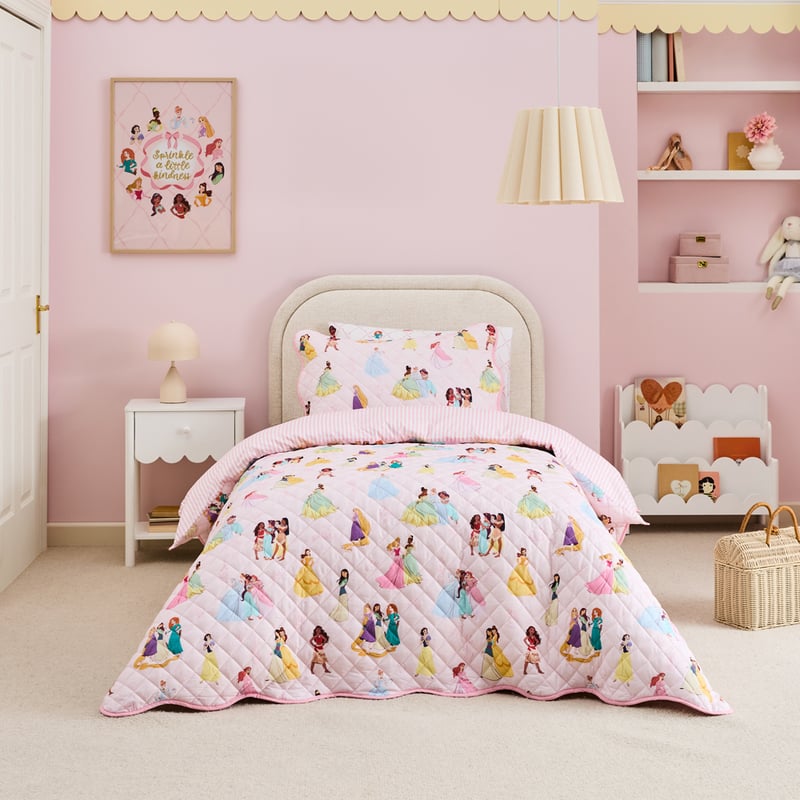 Disney Princess Pink Quilted Quilt Cover Set