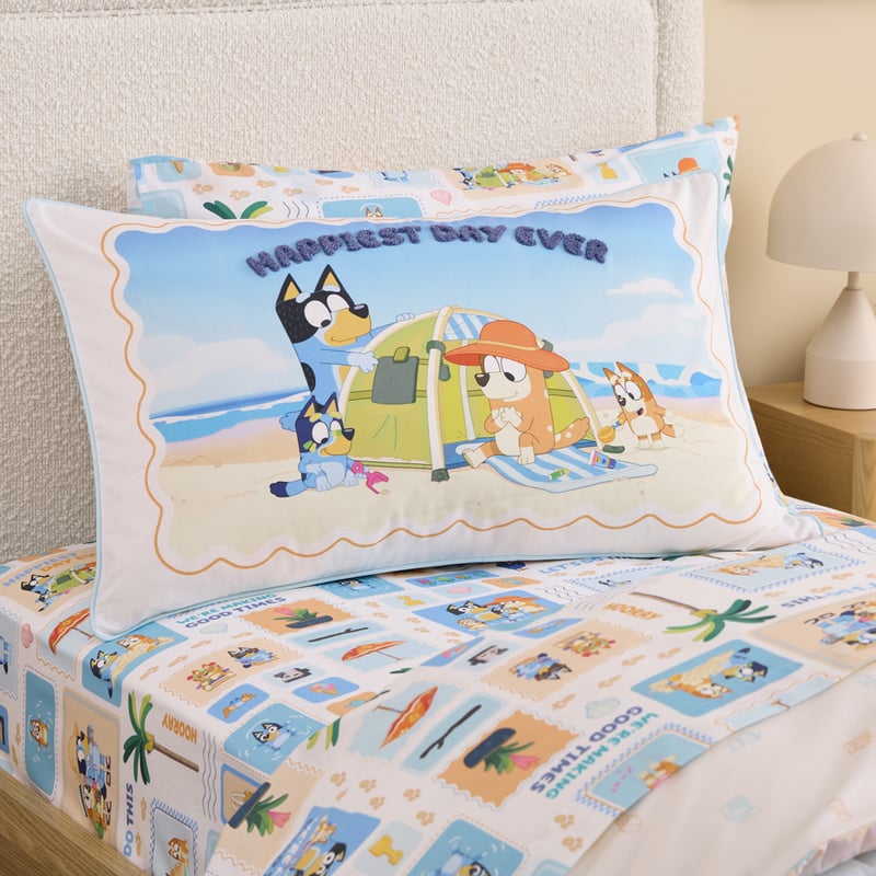 Bluey Family Trip Multi Text Pillowcase