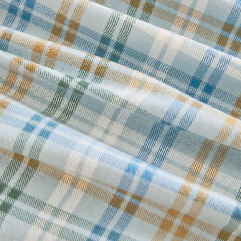 Brooks Blue Check Flannelette Sheet Set