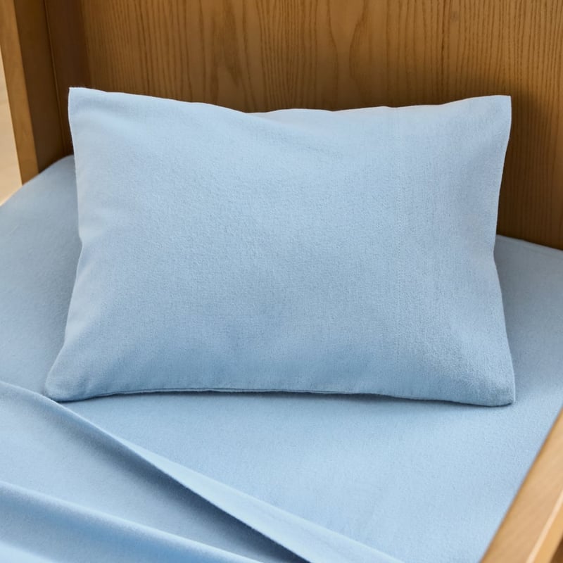 Plain Blue Flannelette Sheet Set