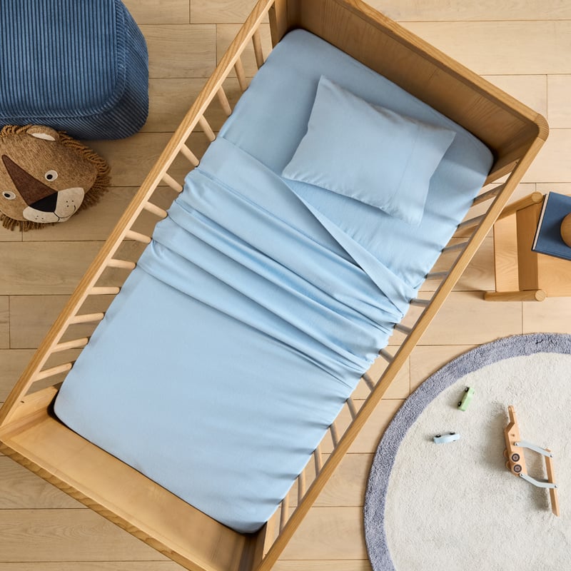 Plain Blue Flannelette Sheet Set