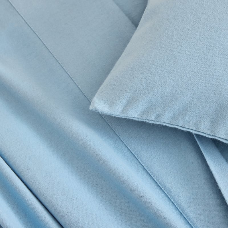 Plain Blue Flannelette Sheet Set