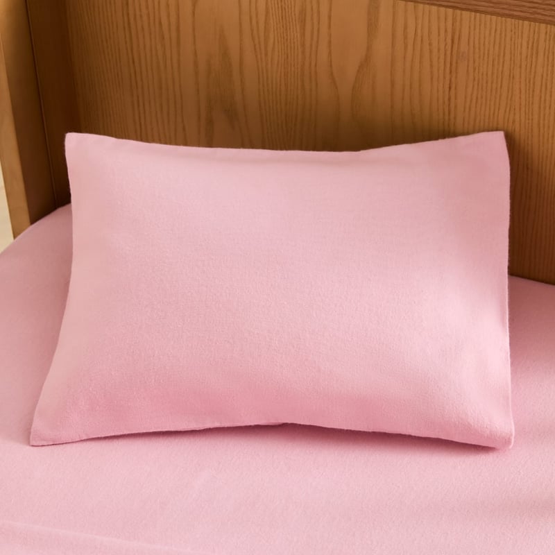 Plain Pink Flannelette Sheet Set