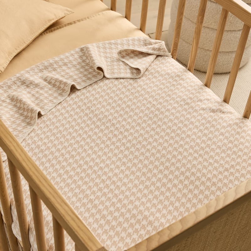 Houndstooth Natural Baby Blanket