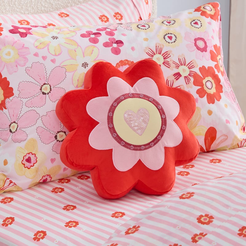 Pocketful Of Flowers Red Cushion