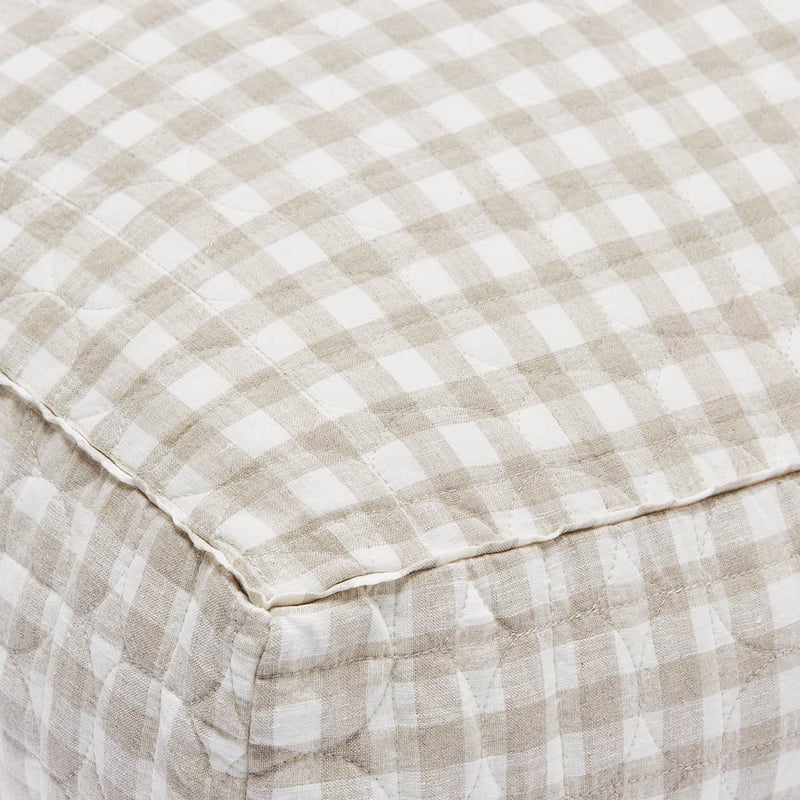 Vintage Washed Linen Linen Check Floor Cushion