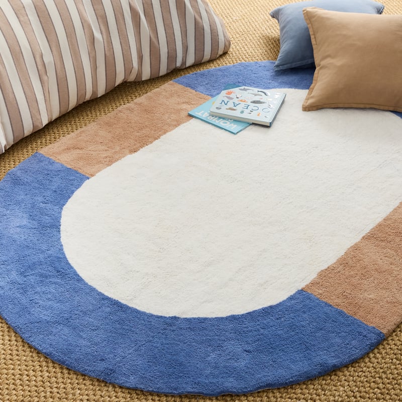 Ollie Blue Oval Rug