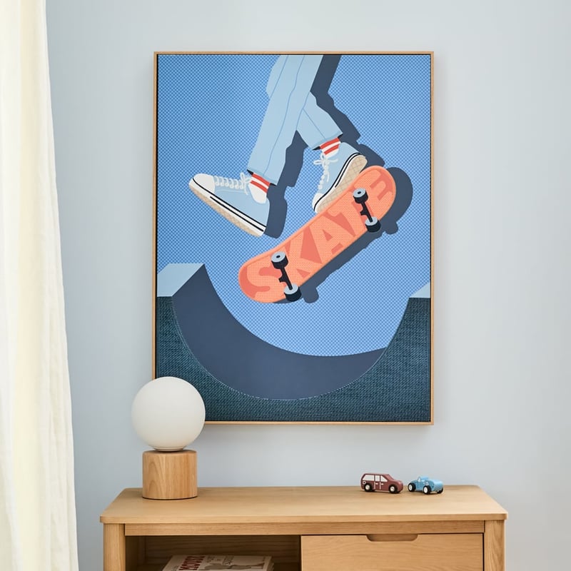 Skateboard Blue Wall Art