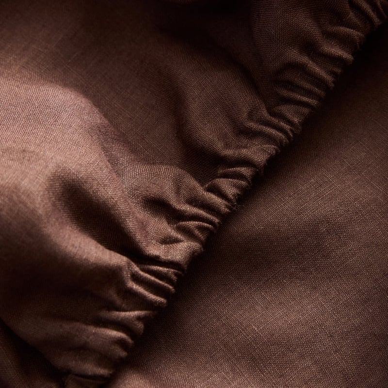 Vintage Washed Linen Chocolate Fitted Sheet