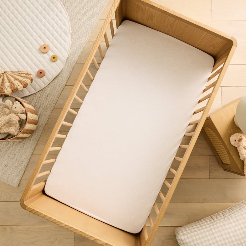 Jersey Natural Marle Stripe Fitted Sheet Pack of 2