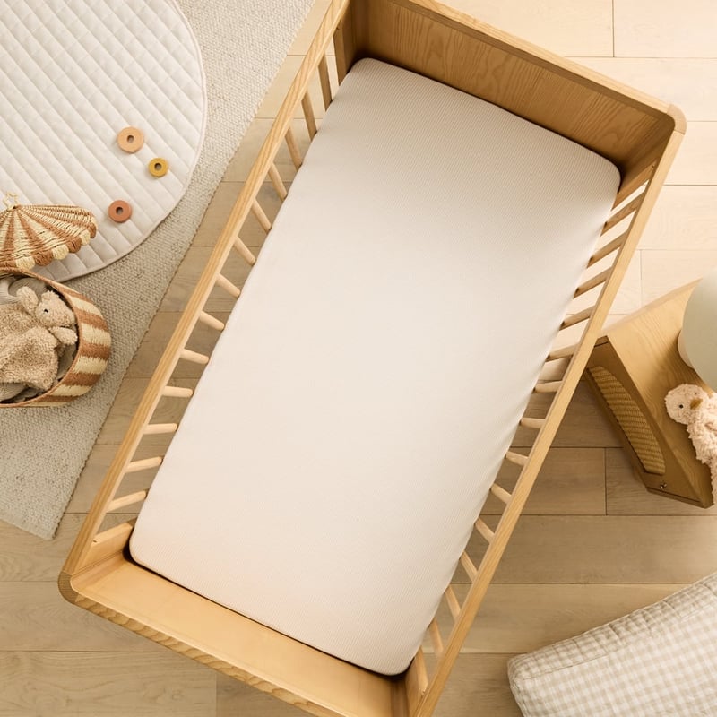 Jersey Natural Marle Stripe Fitted Sheet Pack of 2