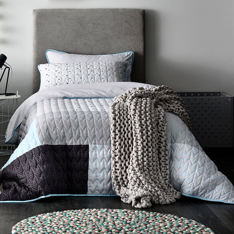 Aspen Quilted Pale Blue Quilt Cover Set