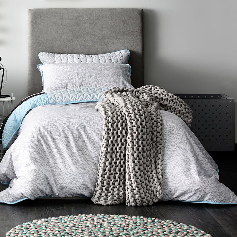 Aspen Quilted Pale Blue Quilt Cover Set