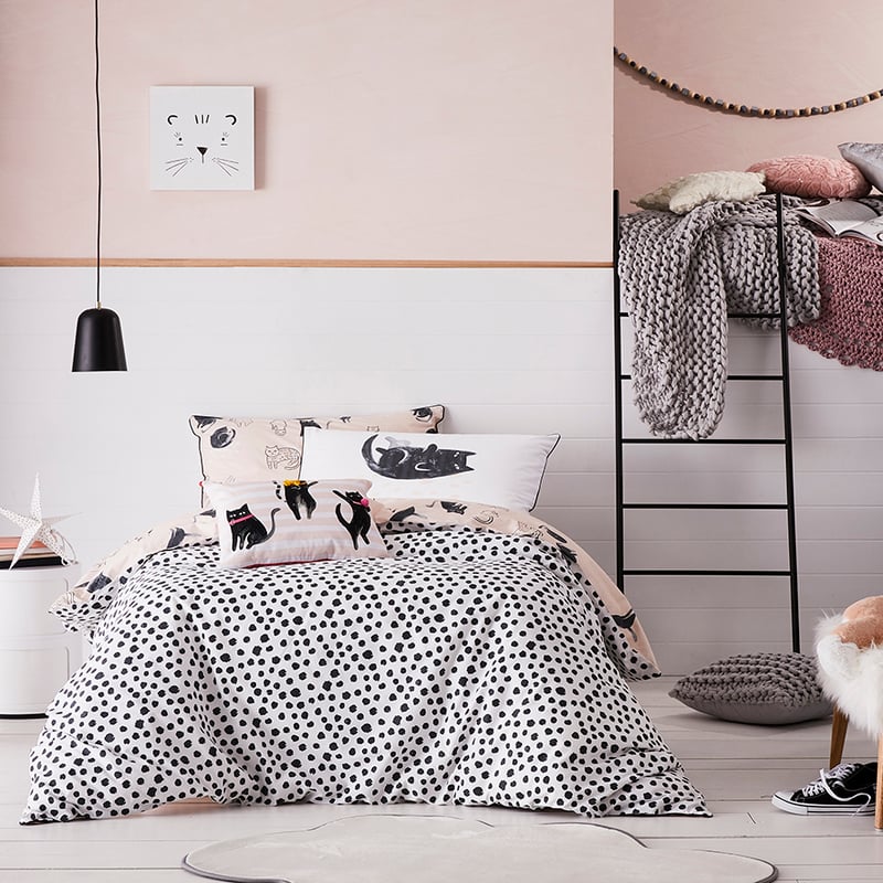 Meow Quilt Cover Set Pink
