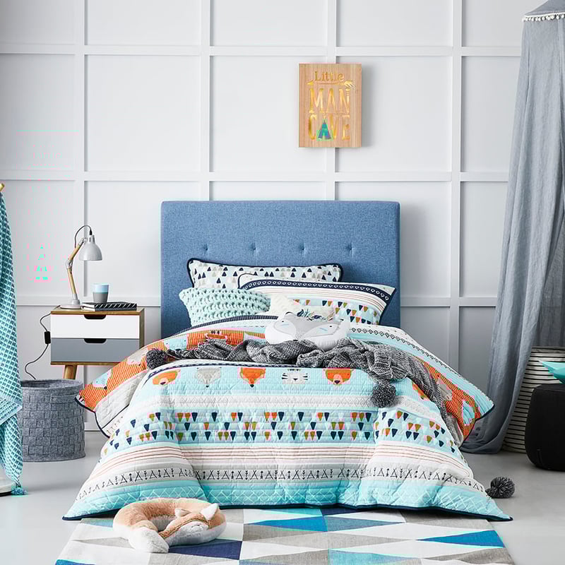 Animal Aztec Quilted   Blue   Quilt Cover Set