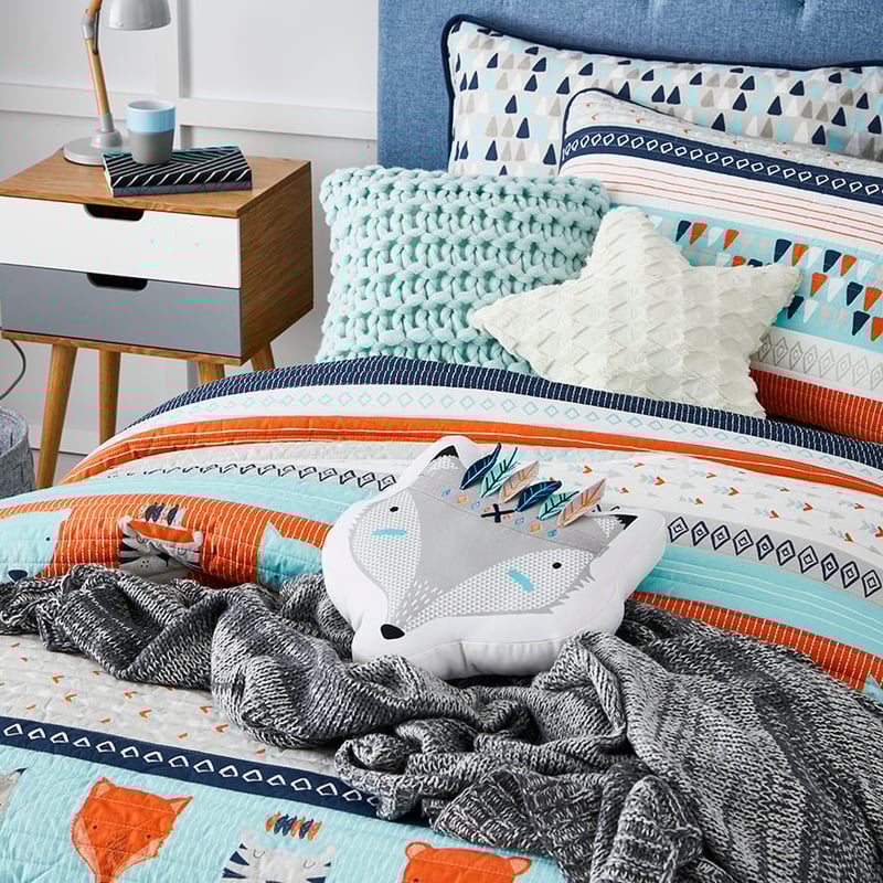 Animal Aztec Quilted   Blue   Quilt Cover Set