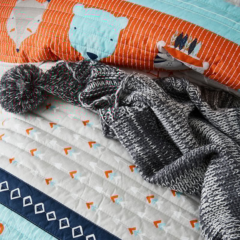 Animal Aztec Quilted   Blue   Quilt Cover Set