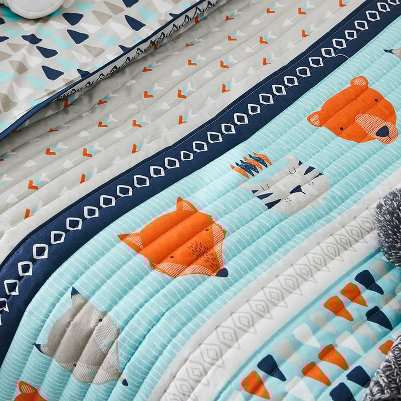 Animal Aztec Quilted   Blue   Quilt Cover Set