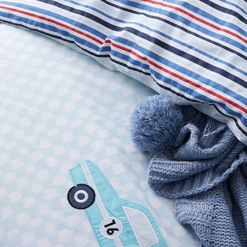 Race Day Quilt Cover Set Blue