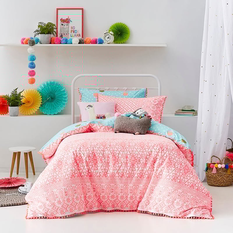 Boho Quilt Cover Set Pink