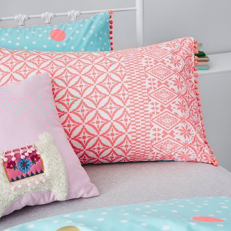 Boho Quilt Cover Set Pink